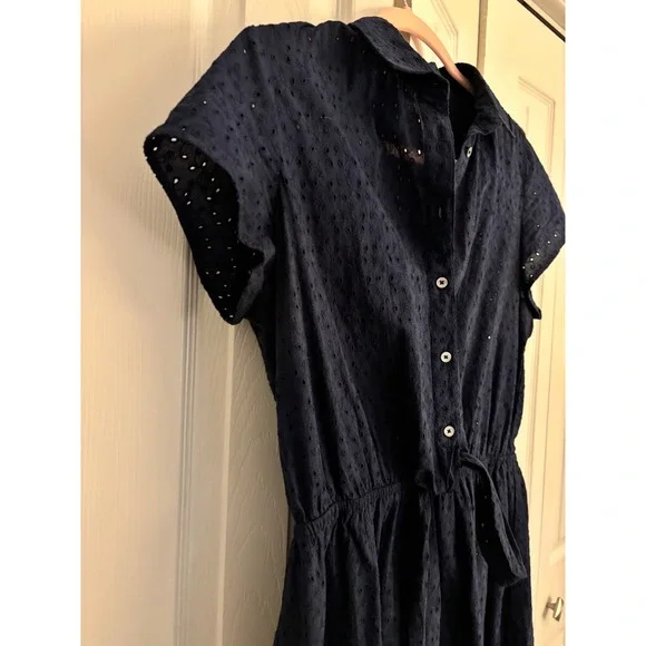 J.Crew Mercantile Navy Eyelet Mini Dress – Women's Small - Picture 6 of 7